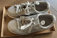 【中古】　グリッター スニーカー（ジッパー付き）　色：シルバー 　サイズ：LL