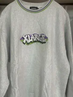 XLARGE グレー ロゴ刺繍 トレーナー