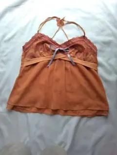 オレンジ レース付きキャミソール
