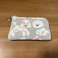 新品　ラブラリーフェイラー　モフモフワンチャン　L字ポーチ　ライトグレー