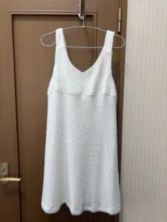 白色 無袖 迷你連衣裙