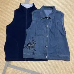 デニムベスト 花柄刺繍入り ベスト　フリース素材レディース　まとめ売りのサムネイル