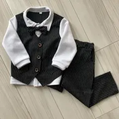 卒業に★フォーマルスーツ 100cm ストライプ柄 蝶ネクタイ付き（取り外し可）