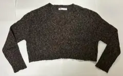 【Ｖネッククロップドニット】ZARA ブラウン