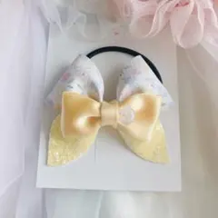*ハンドメイド* こどもヘアゴム(99) 花柄　イエロー　リボン