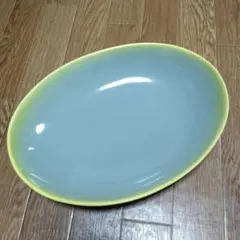 グレーとイエローの楕円皿 約35cm✕約26センチ
