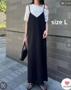 美品　リエディ　ジョーゼットポンチロングキャミワンピース　L