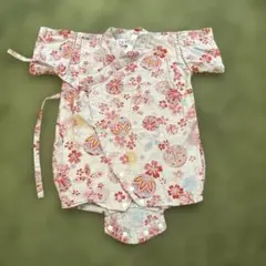 ベビー　花柄浴衣ロンパース
