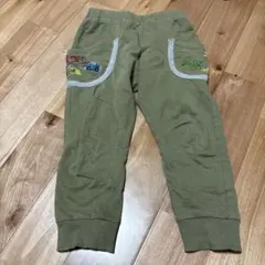 子供用オリーブグリーンパンツ 車・恐竜刺繍入り