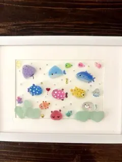シーグラスアート 海の生き物 立体アート 癒しのインテリア　NO.83