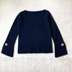 美品　スローブイエナ ニット セーター ネイビー ボートネック ベルスリーブ