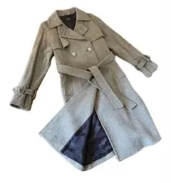 【新春セール】INEDイネド グレー ウール トレンチコート 11号