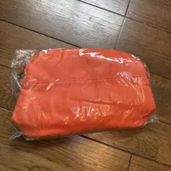 オレンジ キャンバスポーチ ジッパー付き