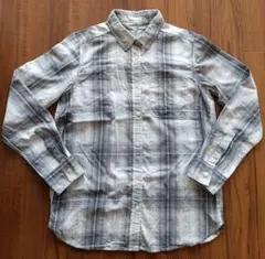 GU 長袖 チェックシャツ グレー系 Sサイズ 薄手のサムネイル
