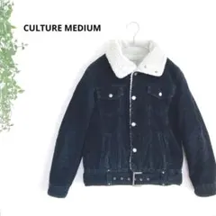 カルチャーミディアム　コーデュロイジャケット ボア　ベルト付き　黒