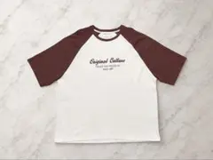 ZARA カラーブロックテキストTシャツ オフホワイト XL バイカラー