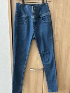 Heather ハイウエストダークブルーデニムパンツ スキニー