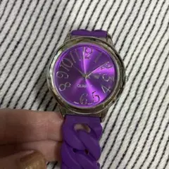 レディースウォッチ パープルシリコンバンド 腕時計(不動品)