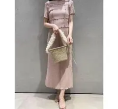 snidel ギンガムチェックメローワンピース　ピンクベージュ