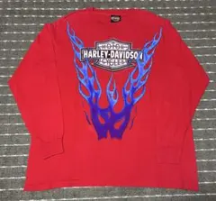 90s ビンテージ harley davidson ブルーフレイムロンT 約XL