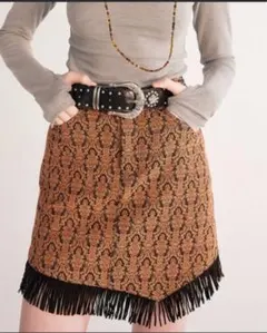 スカルプター フリンジジャガードスカート