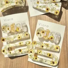 【季節限定】ひまわり小花のヘアクリップ3本セット①