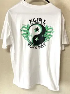 【X-girl】エックスガール ドラゴン 陰陽 バックプリント Tシャツ 白のサムネイル