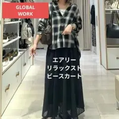 GLOBALWORK　エアリーリラックスドビースカート　SHORT　黒