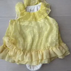 kid's zoo イエロー ドット柄ロンパース 80