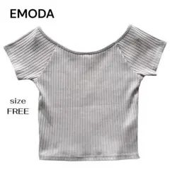 EMODA エモダ リブ カットソー トップス ショート丈 グレージュ フリーのサムネイル