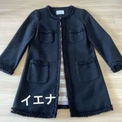 美品　卒業式、入学式　イエナ　IENA ツィード　ネイビージャケット　ノーカラー