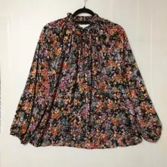 H&M 長袖 ブラウス 花柄 フリルネック
