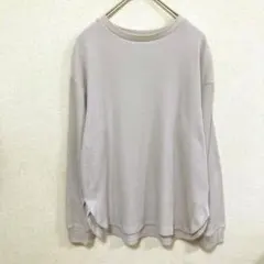 無印良品 クルーネック 長袖ニット ワッフル地 コットン混 グレージュ S