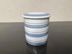 伊万里焼 染付 輪線紋 青白ストライプ 蓋付き容器 珍味 佃煮 漬物