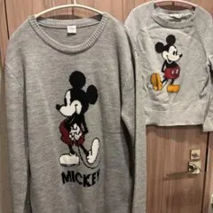 ミッキーマウス・ニットセーター・グレー　親子コーデ