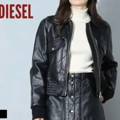 未使用級　DIESEL ディーゼル レザージャケット ロゴ 黒 XS