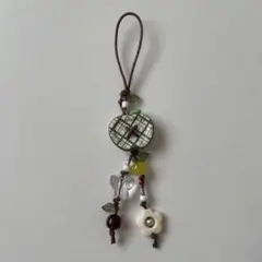ビーズキーホルダー りんご 緑 ②