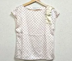 Anatelier ベージュ黒ドットノースリーブ 36