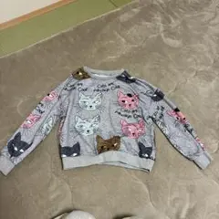 SHEIN 猫トレーナー 8Y グレーのサムネイル
