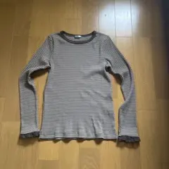 mysa closet ボーダー長袖カットソー ブラウン