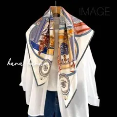 カ*ネ様 HERMES シルクスカーフ 馬と装飾デザイン 90cm×90cm - メルカリ