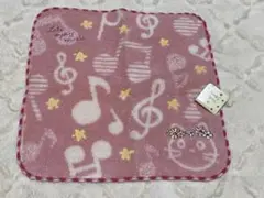 音符と猫のデザイン タオルハンカチ