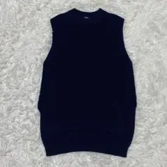 美品　UNIQLO ネイビー ハイネックニットベスト M