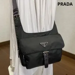 ◇ 美品PRADA プラダ ショルダーバッグ ナイロン×レザー モスグリーン ◇