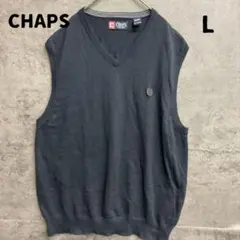 チャップス 人気ニットベスト 濃紺 定番デザイン USA古着 L【7002】のサムネイル