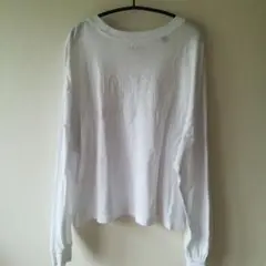 GUESS　ゲス　Tシャツ　ロンT　刺繍　S　ホワイト　バックプリント　白T