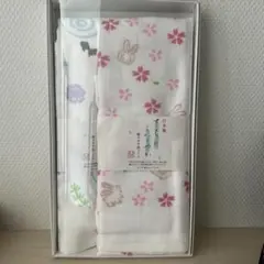 泉州タオル　日本製 うさぎ柄1枚　金魚柄 1枚ガーゼタオル 【新品未使用】のサムネイル