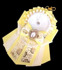 レモンイエローｘパールチェーンｘリボン痛ロゼット