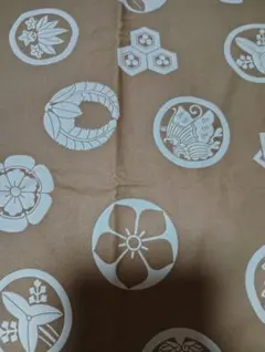 家紋柄 生地 ブラウン系 手芸用