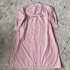 【タグ付き✨】パーリーゲイツ　近年★シャツワンピース　リボン　ストライプ　１